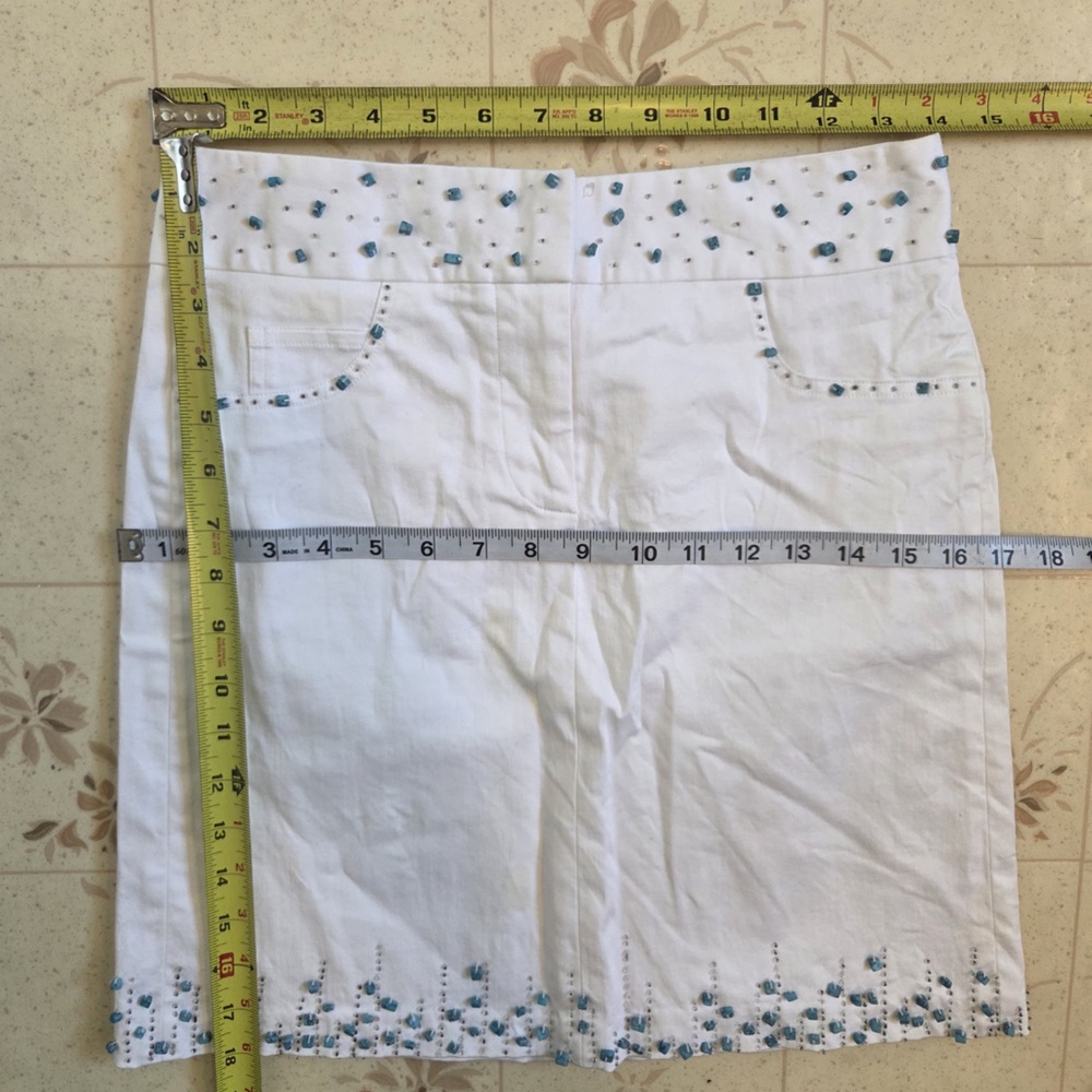 Jade White Skirt with Blue Embroidery and Matching Sleeveless Blouse! - Picture 3 of 11